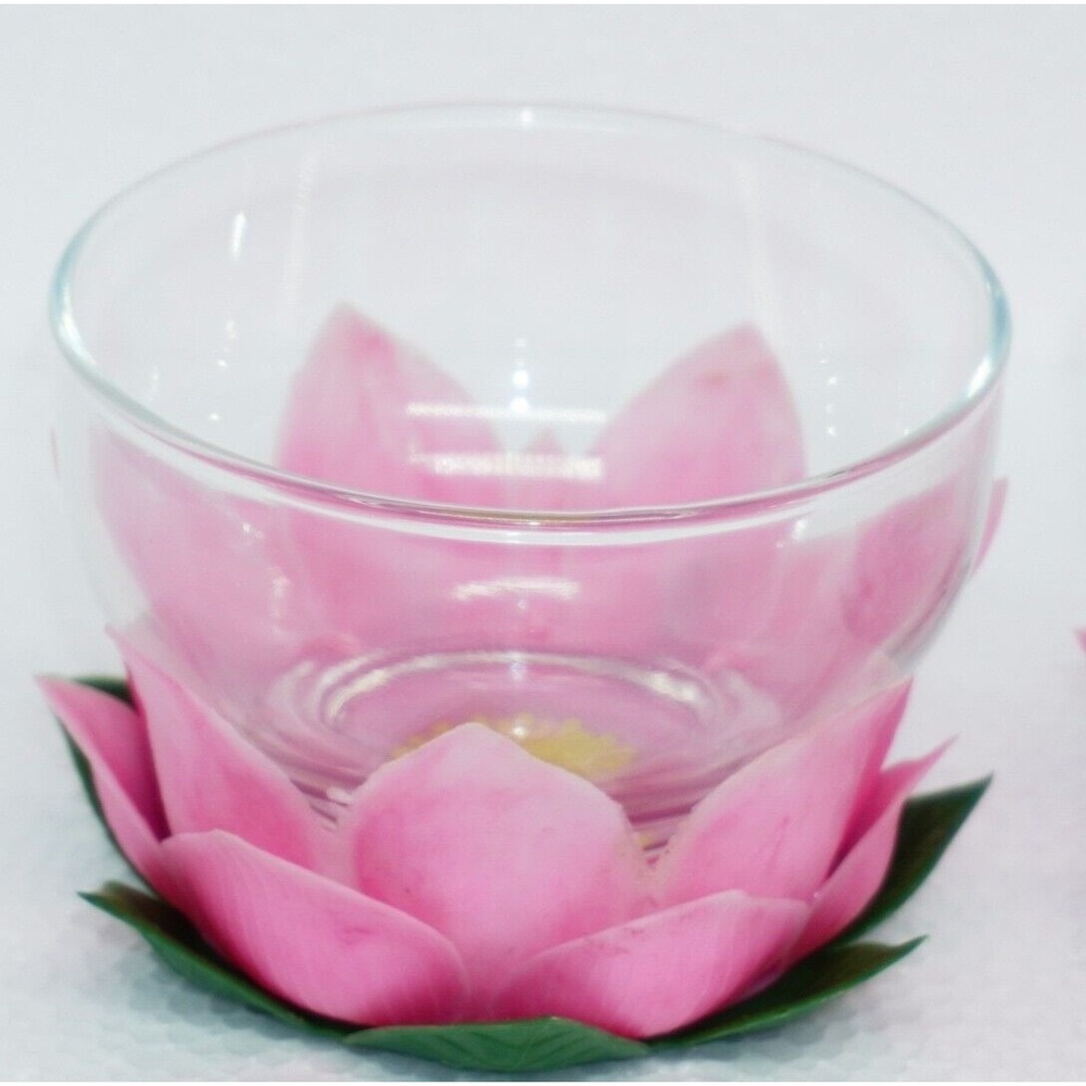 Rare Styson Decorative Plastic Lotus Coasters and 8oz Dessert Dishes 1961 MCM X2 - Picture 5 of 7